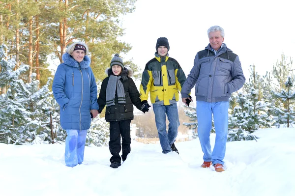 Famille dans le parc d'hiver — Photo