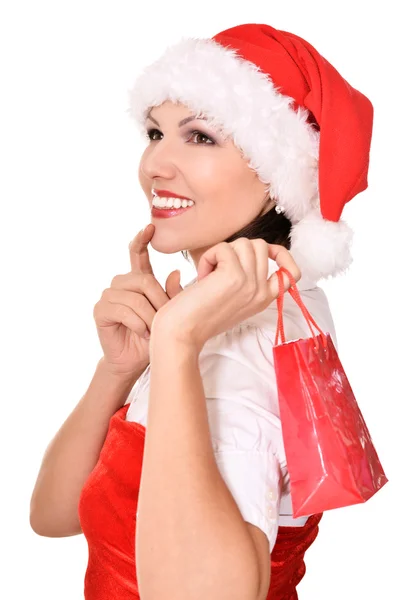 Portrait d'une femme mignonne avec des sacs de Noël — Photo