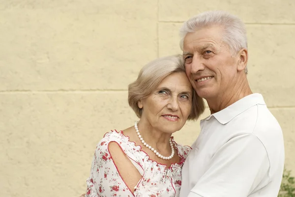 Vriendelijke bejaarde echtpaar ging voor een wandeling — Stockfoto