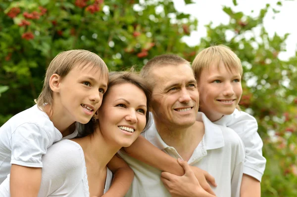 Boldog család a szabadban — Stock Fotó