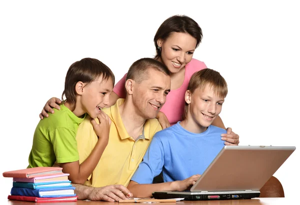 Kids doing homework with parents — Stock Photo, Image