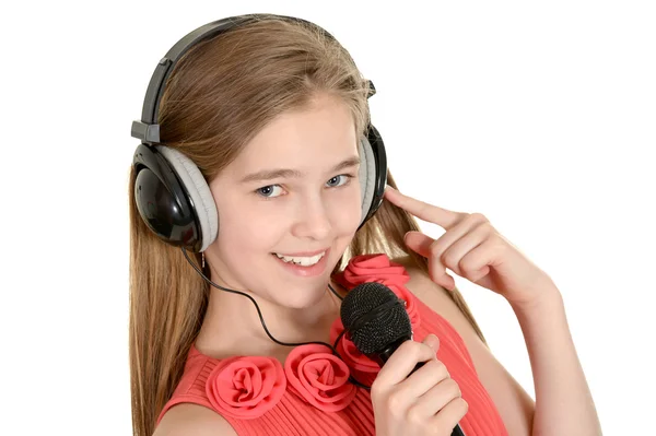 Şarkı söyleyen karizmatik kız — Stok fotoğraf