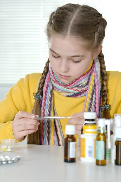 Girl in a yellow sweater — Stock Photo, Image