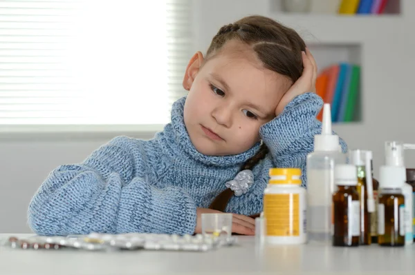 Girl in a blue sweater — Stock Photo, Image