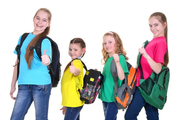 Cheerful group of schoolgirls — Stock Photo, Image