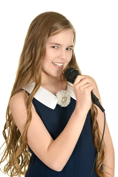 Chica carismática cantando — Foto de Stock