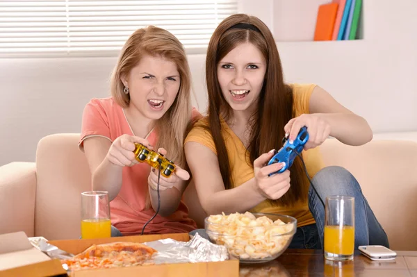 Two cheerful girlfriends — Stock Photo, Image