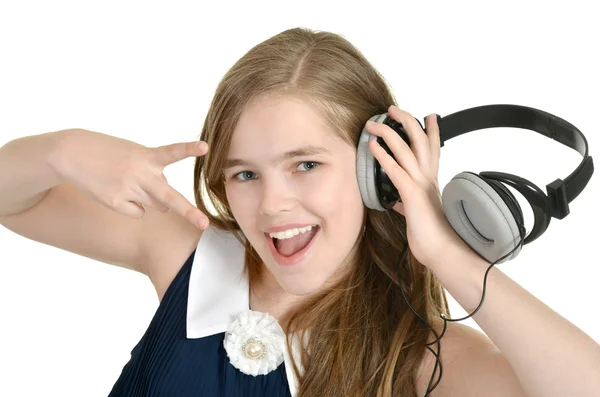 Girl in a blue dress — Stock Photo, Image