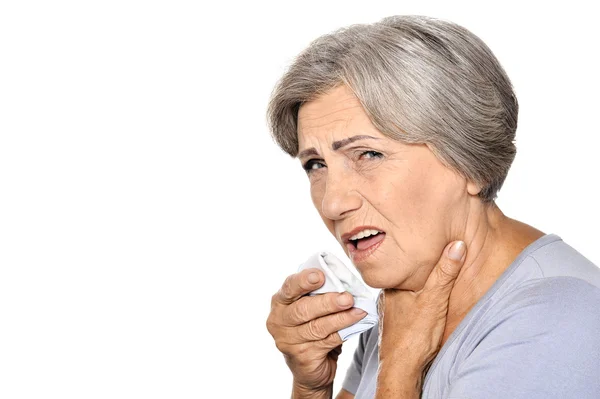 Sjuka äldre kvinna — Stockfoto