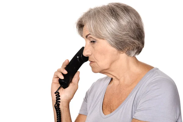 Elderly woman speak on phone — Stock Photo, Image