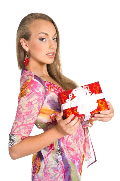 Young girl with a gift — Stock Photo, Image