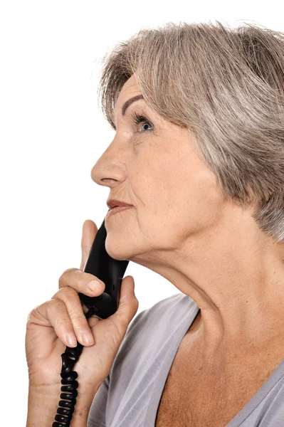 Elderly woman speak on phone — Stock Photo, Image