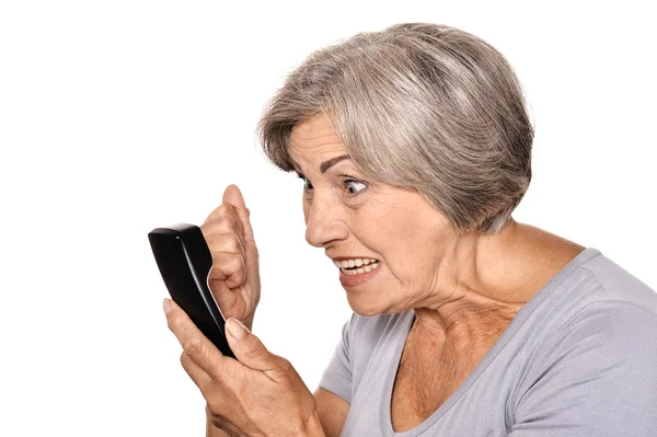 Starší žena hovoří na telefonu — Stock fotografie