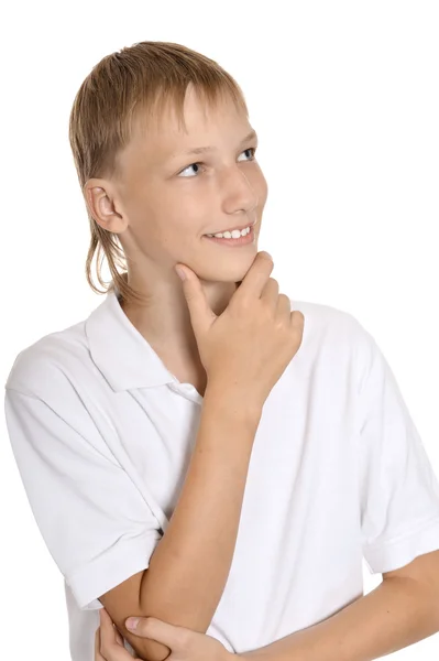 Sonriente adolescente sobre fondo blanco — Foto de Stock