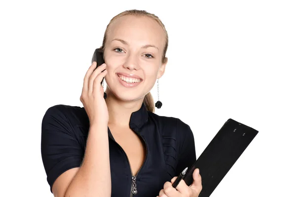 Secretaris spreken op telefoon — Stockfoto