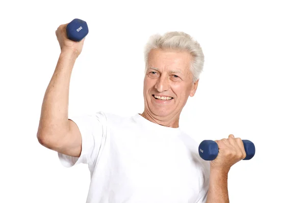 Starší muž v tělocvičně — Stock fotografie