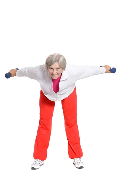 Mujer mayor haciendo ejercicio — Foto de Stock