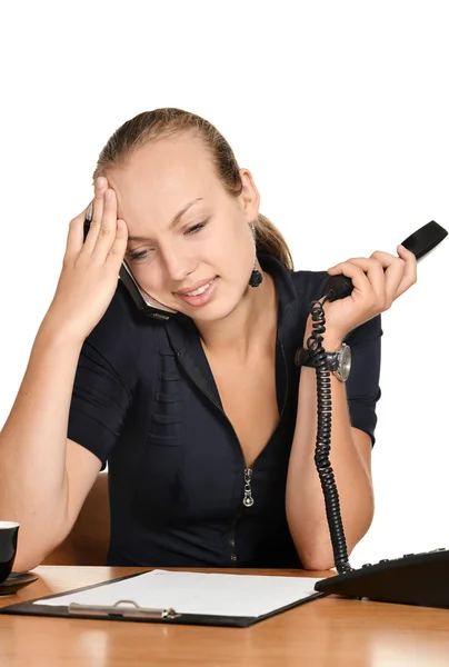 Mooie secretaris aan tafel — Stockfoto