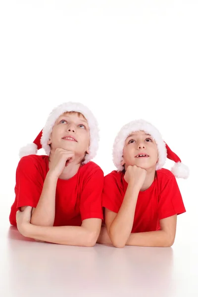 산타 모자에 아이 — 스톡 사진