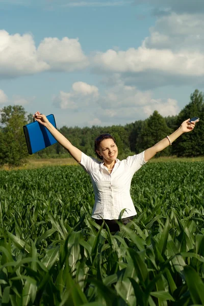 Lovely female have rest on the nature — Stock Photo, Image