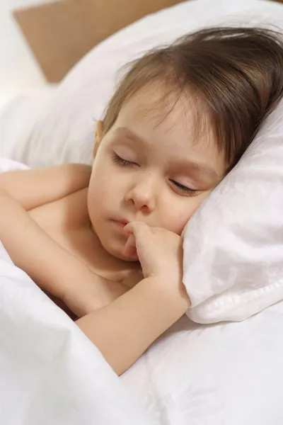 Adorable little girl sleeping at home — Stock Photo, Image