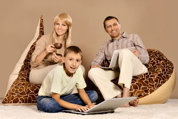 Cute family at home — Stock Photo, Image