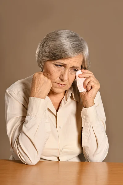 Sad elderly woman portrait — Stock Photo, Image