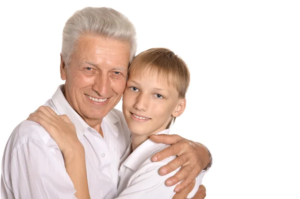 Jongen met zijn grootvader — Stockfoto