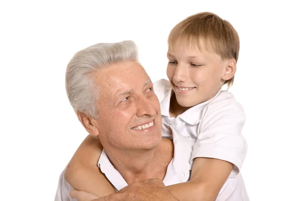 Jongen met zijn grootvader — Stockfoto