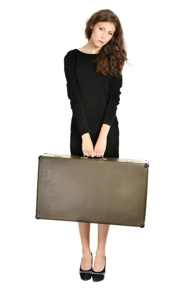 Jolie femme avec valise — Photo