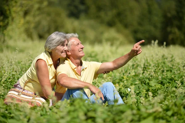 Senior couple in park — Stock Photo, Image