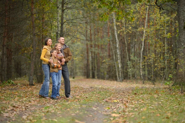 Familj på fyra i park — Stockfoto