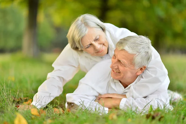 Elderly couple in nature — Stock Photo, Image