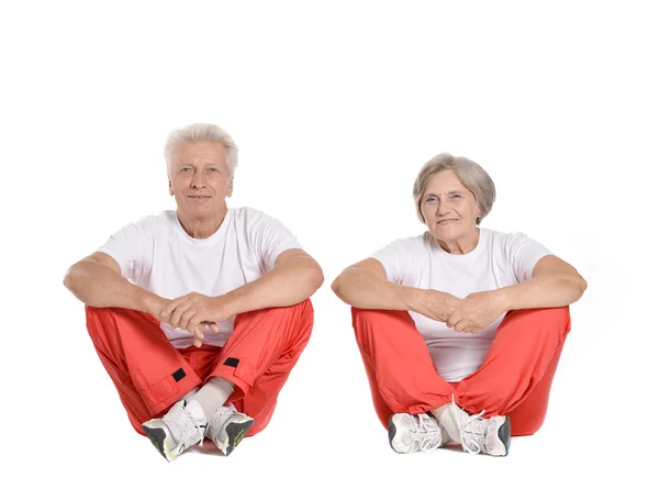 Упражнения для пожилых пар — стоковое фото