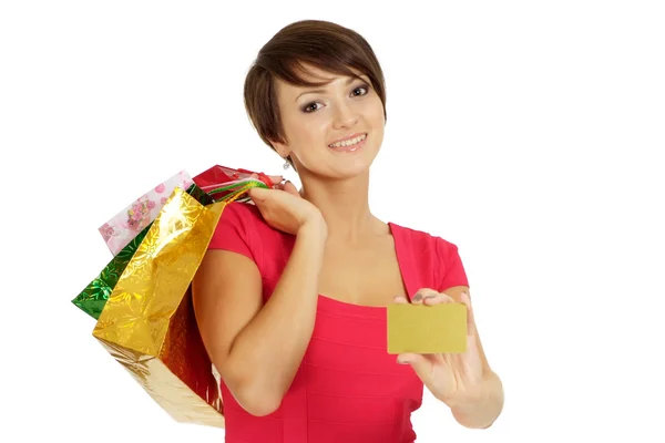 Adorable girl acquired gifts — Stock Photo, Image