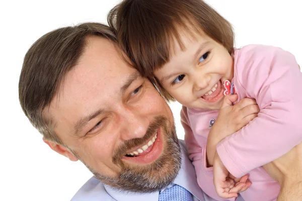 Sonriente padre sostiene hija — Foto de Stock
