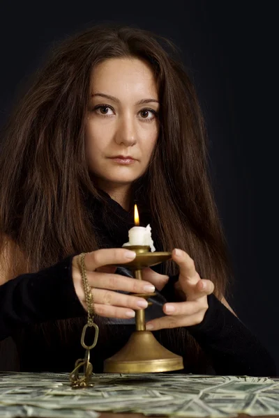 Magnificent girl as a witch — Stock Photo, Image