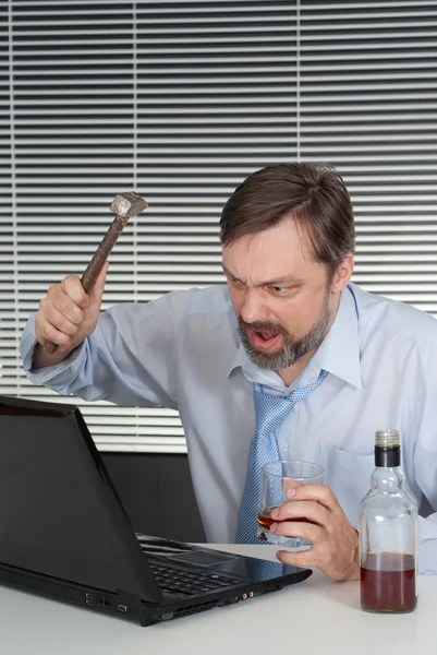 Furious entrepreneur in his office — Stock Photo, Image