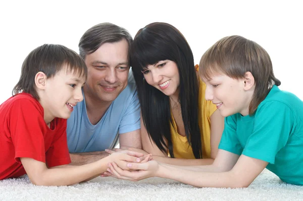 Familj i färgade t-shirts — Stockfoto