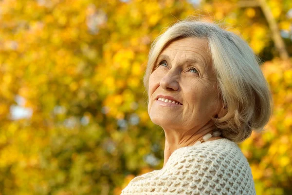 Porträt einer glücklichen alten Frau — Stockfoto