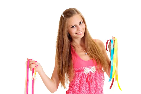 Honey girl in a pink blouse — Stock Photo, Image