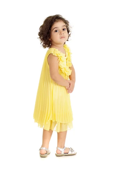 Girl in a yellow dress — Stock Photo, Image