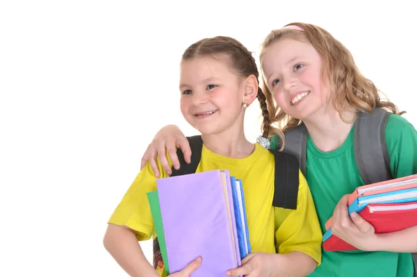 Twee vriendelijke schoolmeisje — Stockfoto