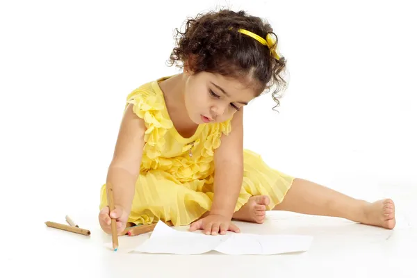 Little girl painting — Stock Photo, Image