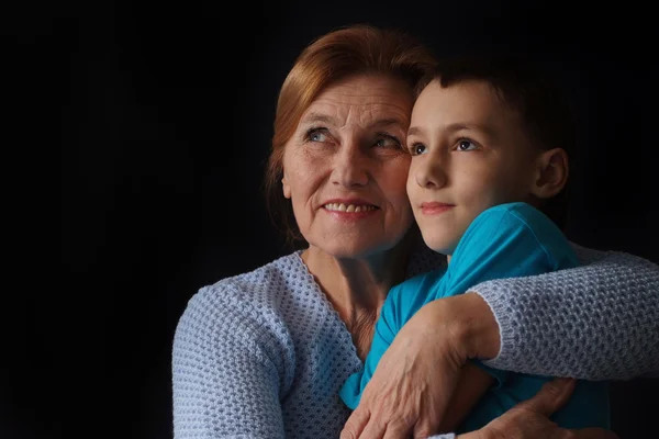 Beautiful Caucasian grandmother with her grandson — Stock Photo, Image