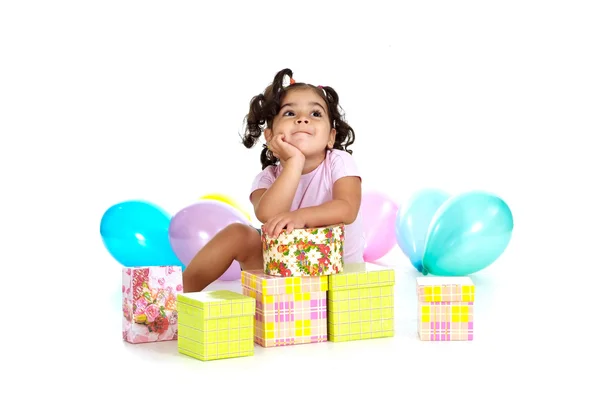 Girl with balloons — Stock Photo, Image