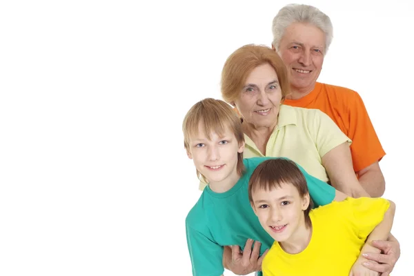 Família engraçada em camisetas — Fotografia de Stock