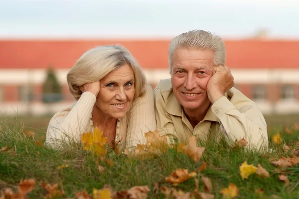 Nice old couple lying — Stock Photo, Image