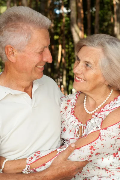 Glorious elderly couple in the forest — Stock Photo, Image