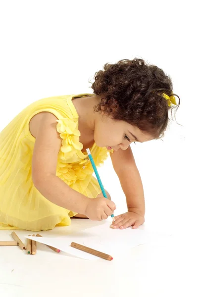 Girl painting illustration — Stock Photo, Image